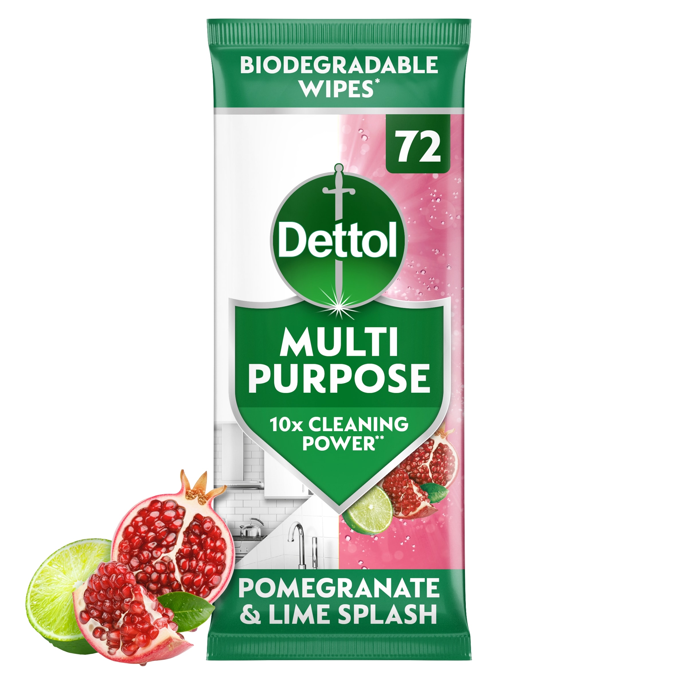 Dettol 72 Multi Purpose Wipes Pomegranate & Lime Splash