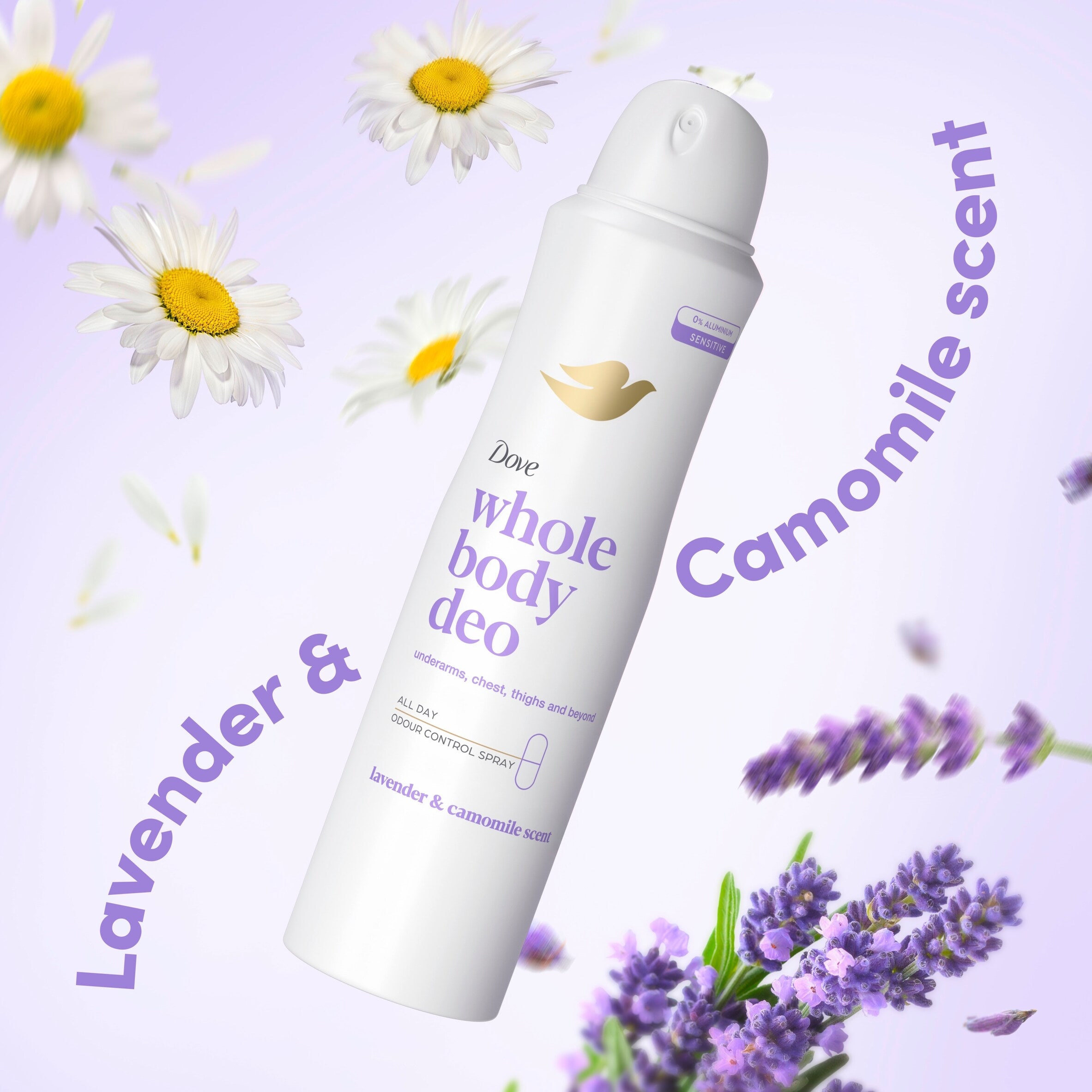 Dove Lavender & Chamomile Whole Body Deodorant Spray 48h Odour Control 150ml thumbnail 3