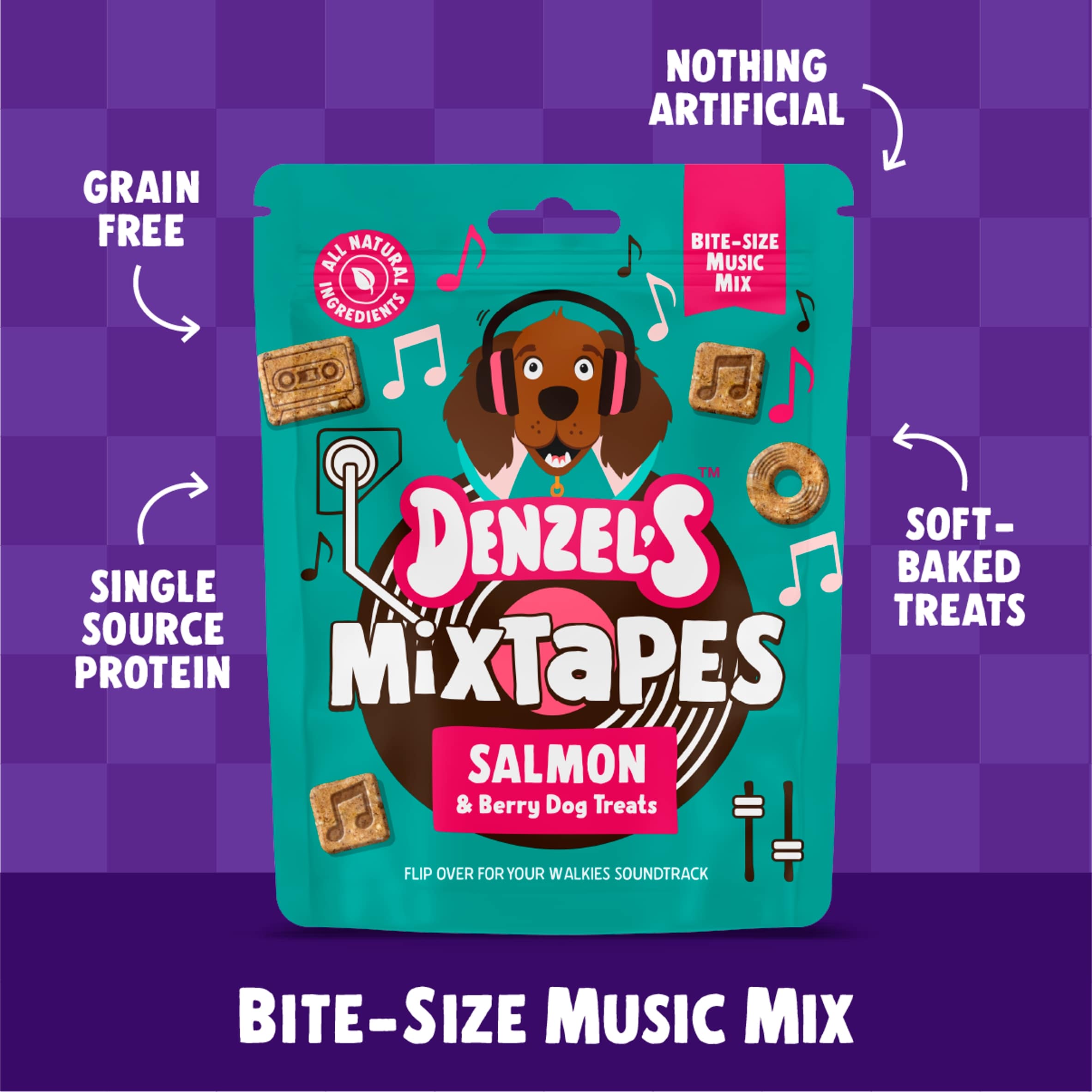 Denzel's Mixtapes - Salmon & Mixed Berries Dog Treats 90g thumbnail 3