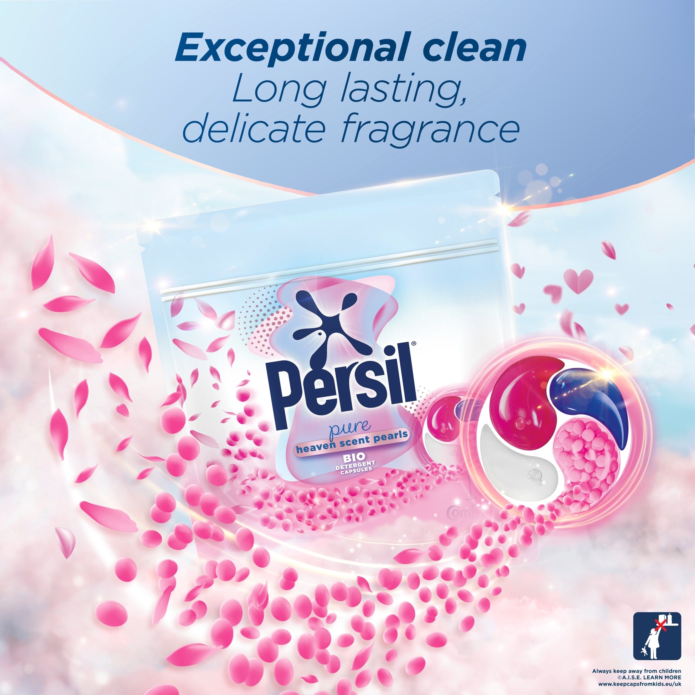 Persil Pure Heaven Scent Pearls Bio Laundry Washing Detergent Capsules Pods 19 Washes 340g thumbnail 3