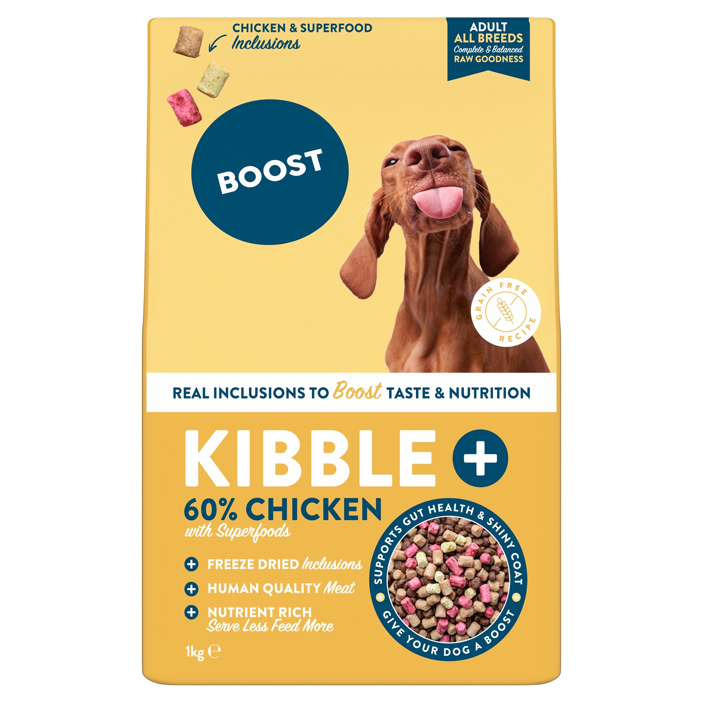 BOOST Kibble Plus with Real Chicken & Superfood Freeze Dried for Dogs 1kg