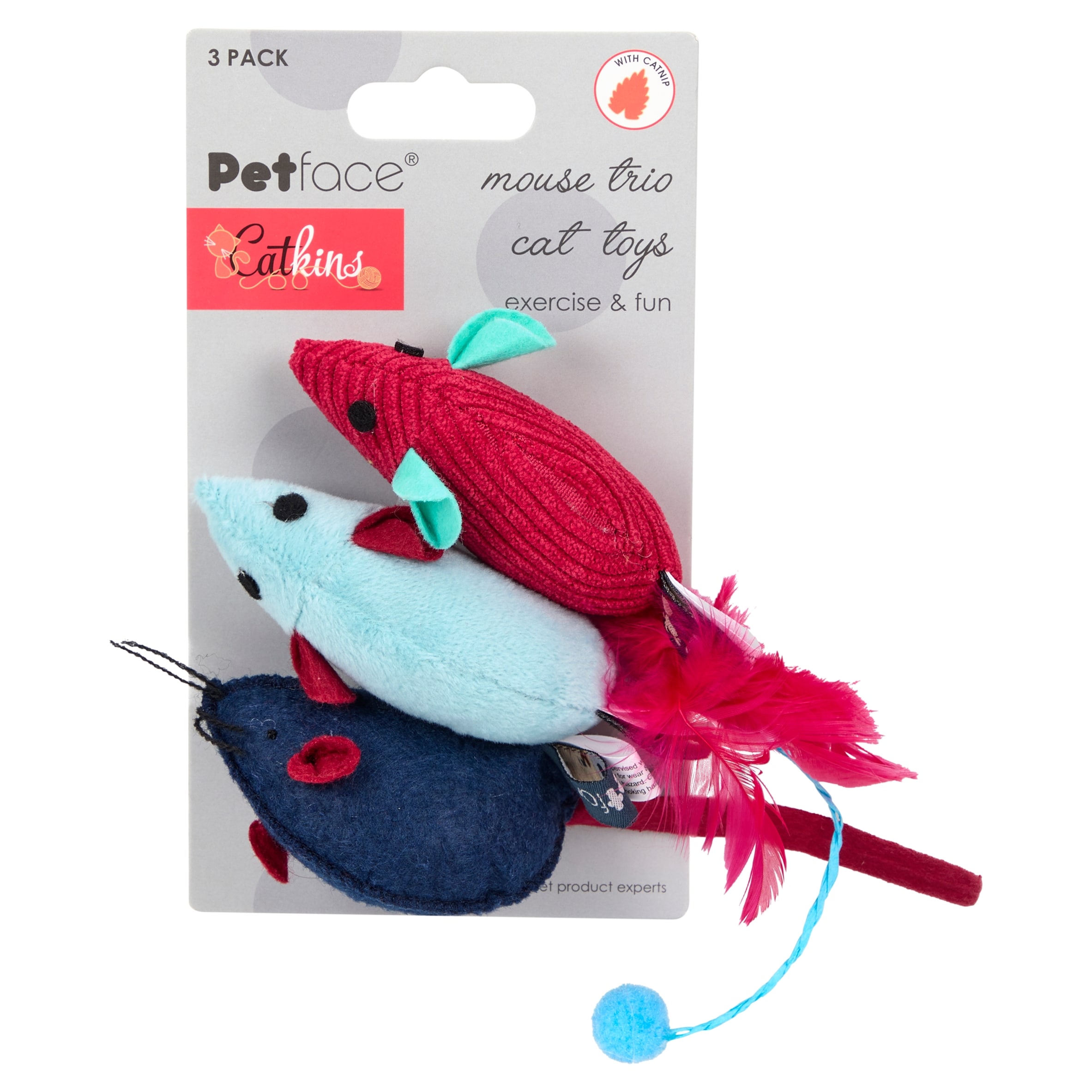 PETFACE CATKINS MOUSE CAT TOYS 3 PACK  