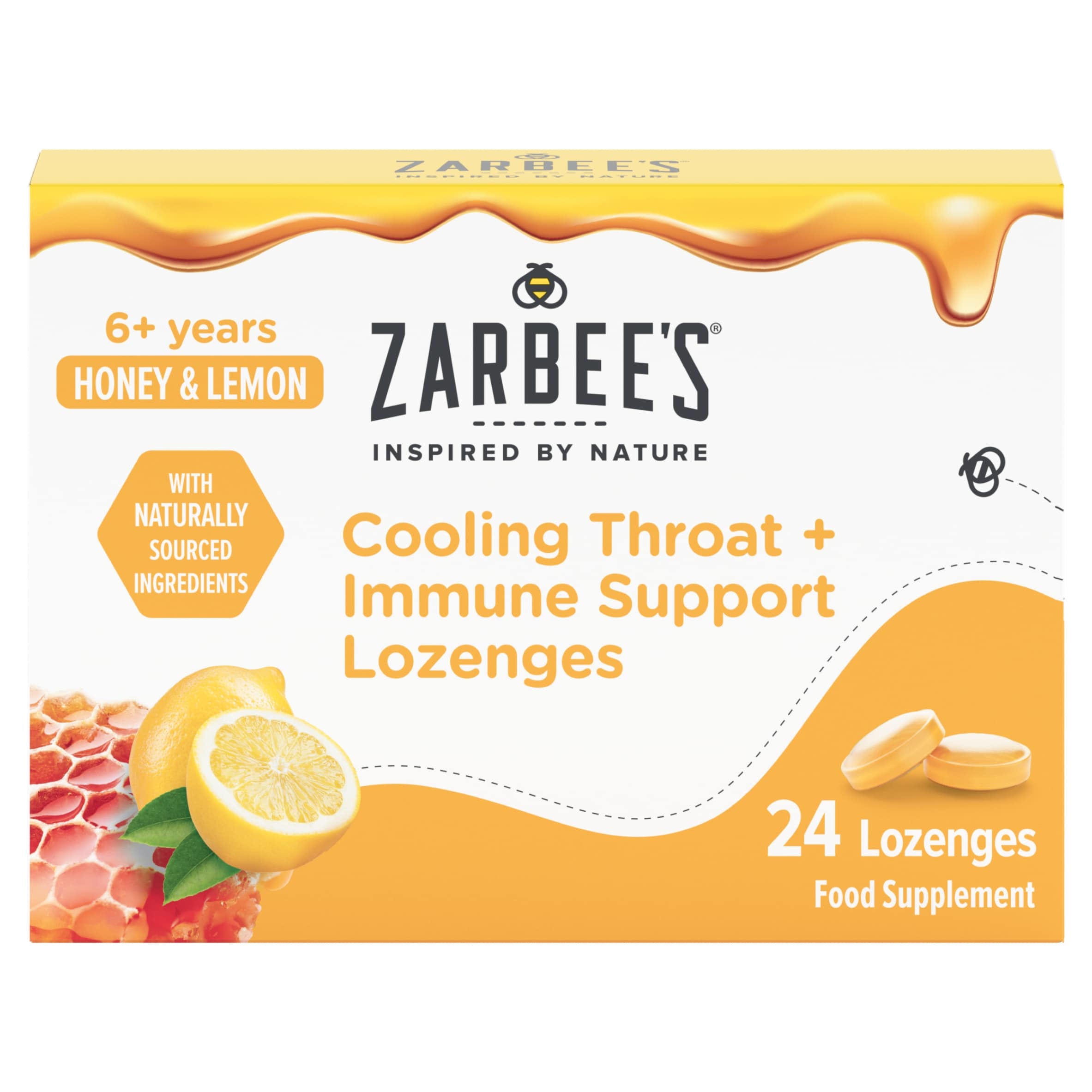 Zarbee's Cooling Throat Honey & Lemon Lozenges 24s