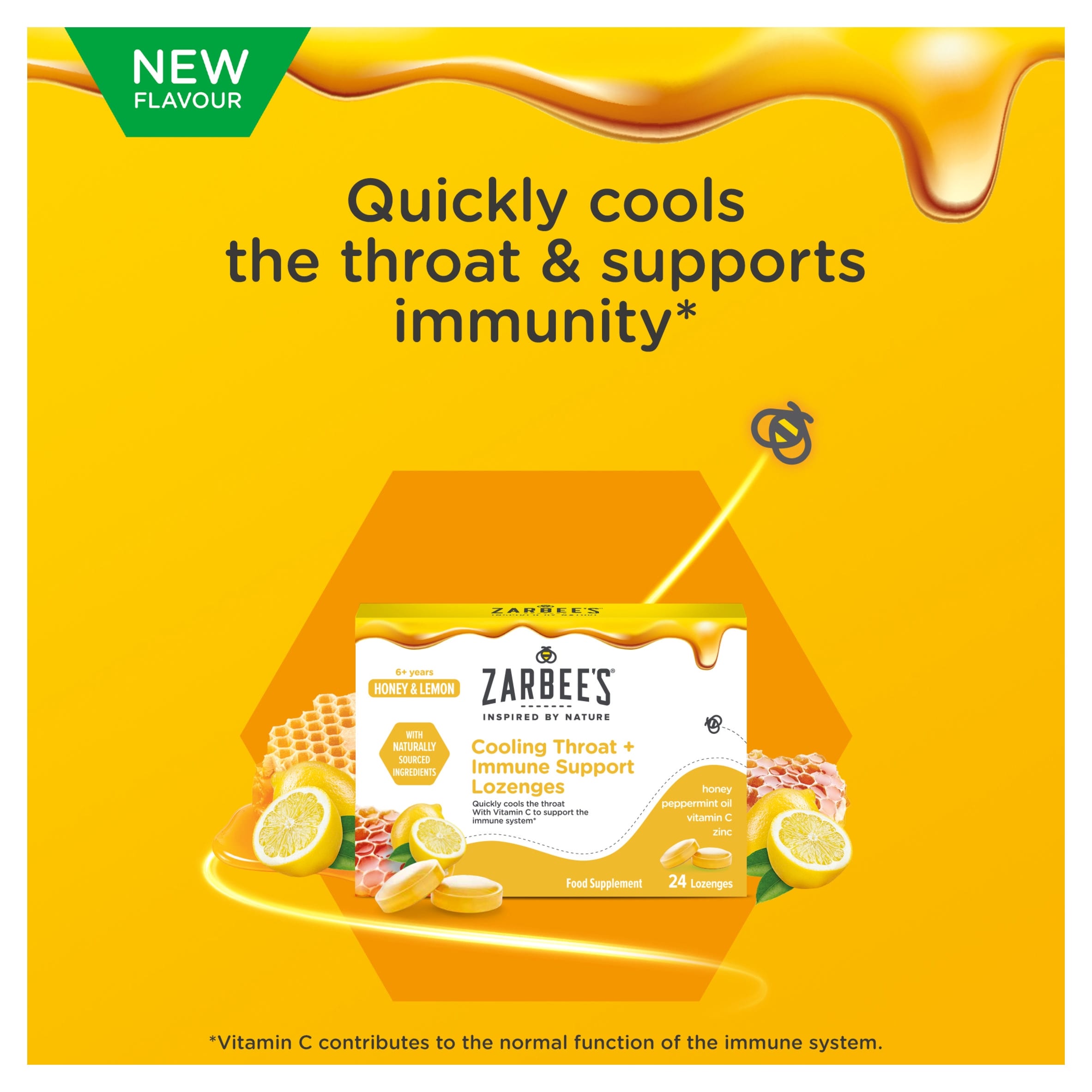 Zarbee's Cooling Throat Honey & Lemon Lozenges 24s thumbnail 2