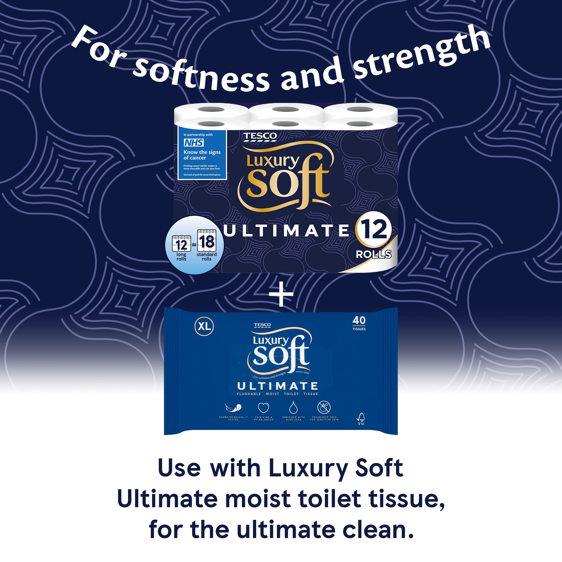 Tesco Luxury Soft Ultimate toilet tissue 12 long rolls  thumbnail 2