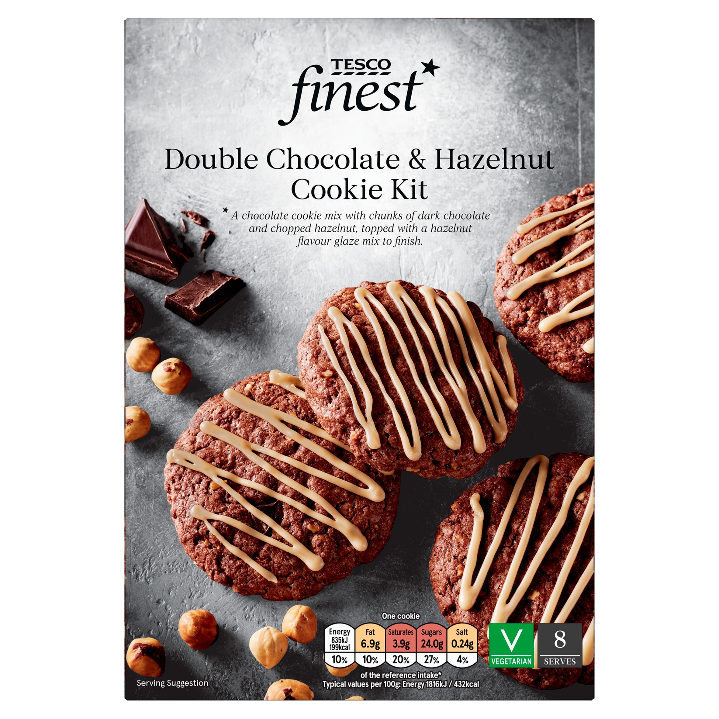Tesco Finest Double Chocolate & Hazelnut Cookie Kit 305g