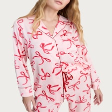 F&F Satin Bow Print Pyjama Set in Pink
