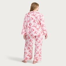 F&F Satin Bow Print Pyjama Set in Pink thumbnail 3