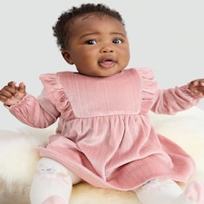 F&F Baby Ruffle Detail Long Sleeved Dress in Pink