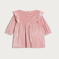 F&F Baby Ruffle Detail Long Sleeved Dress in Pink thumbnail 4