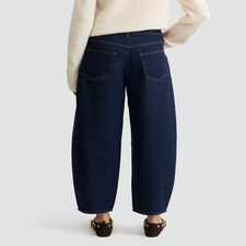 F&F Pure Cotton Barrel Leg Jeans in Navy thumbnail 3