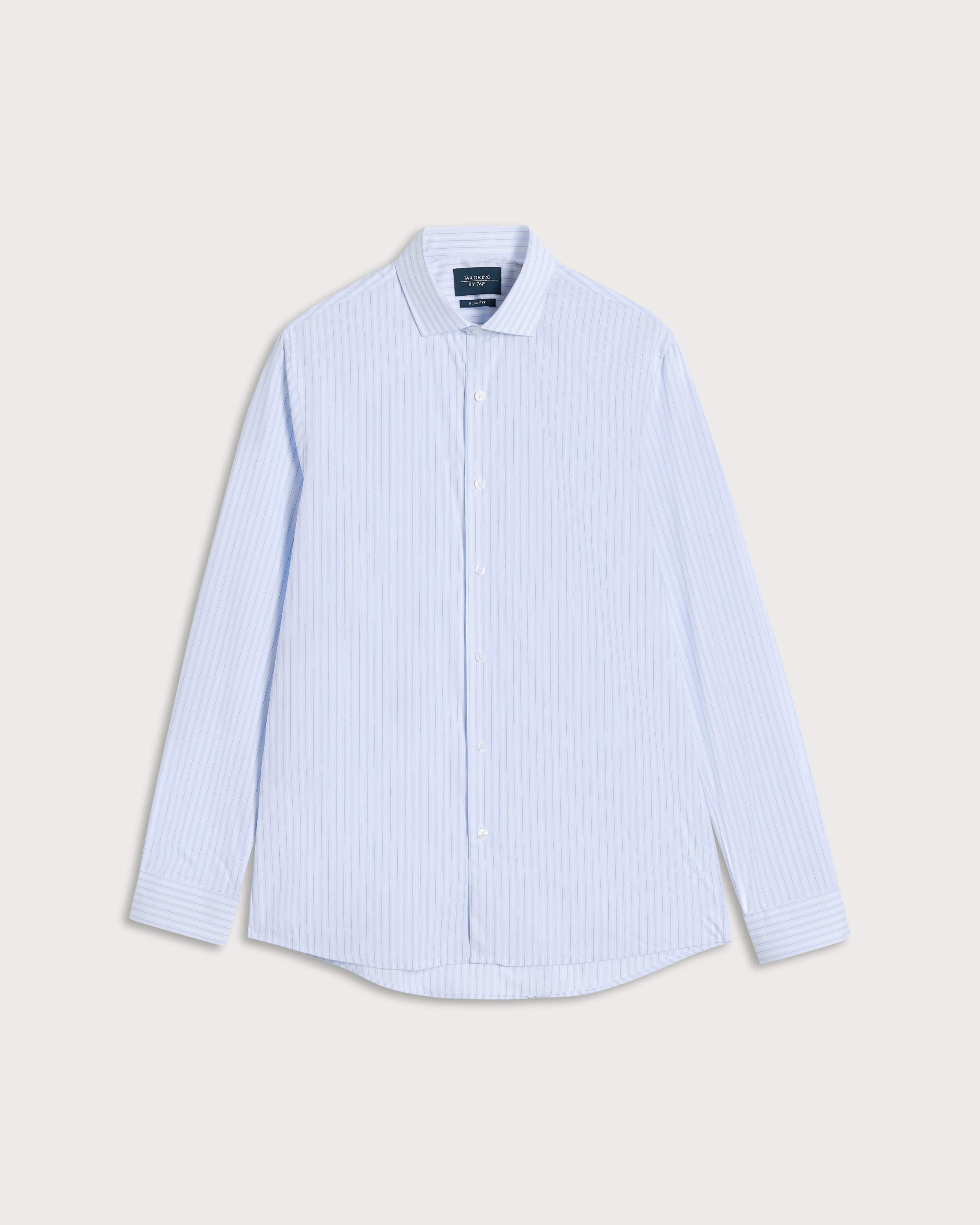 F&F Pure Cotton Slim Fit Stripe Print Button Down Shirt in Blue thumbnail 4