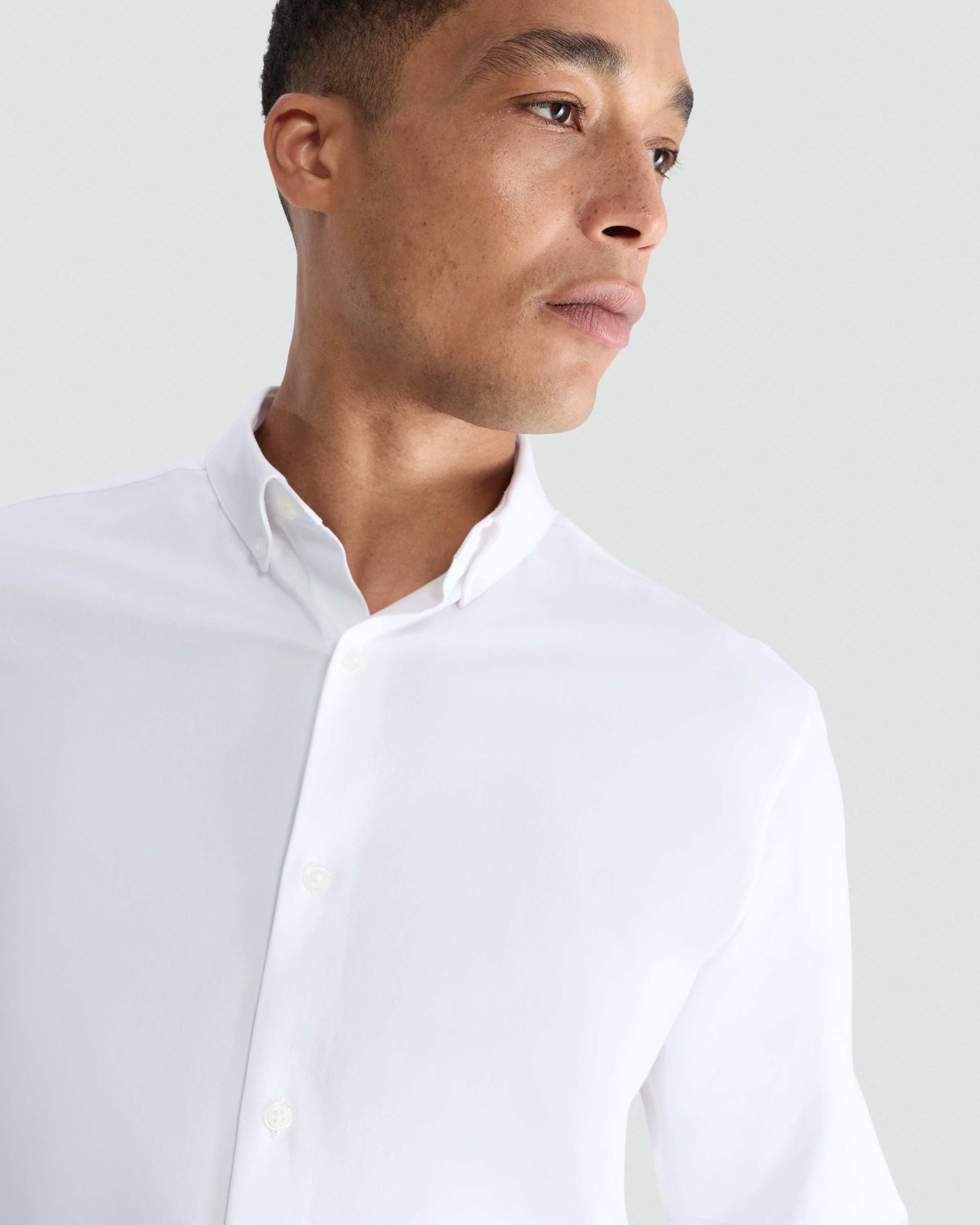 F&F Regular Fit Stretch Button Down Collar Formal Shirt in White