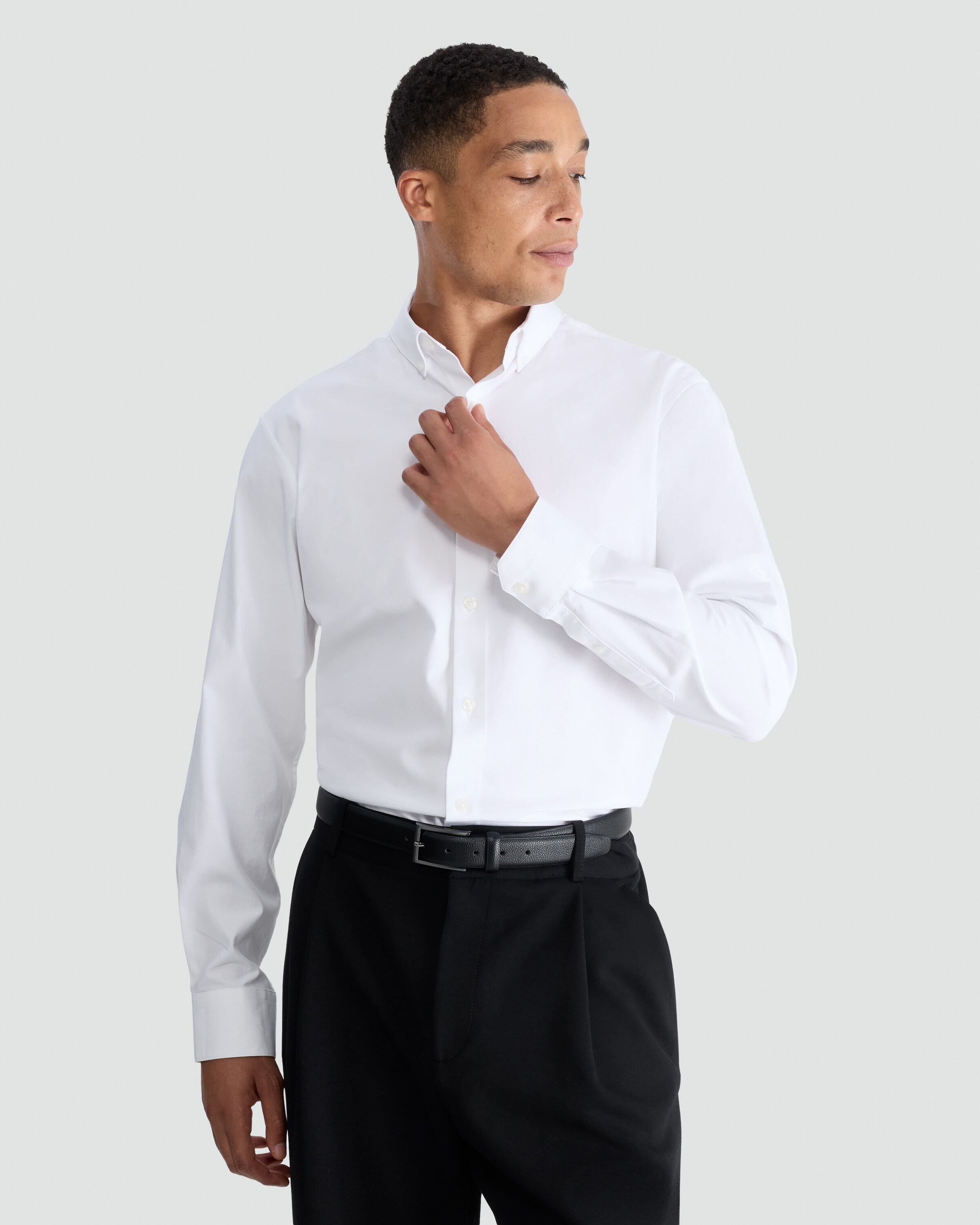 F&F Regular Fit Stretch Button Down Collar Formal Shirt in White thumbnail 2
