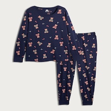 F&F Teddy Bear Print Matching Family Christmas Pyjamas in Navy thumbnail 4