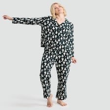 F&F Christmas Tree Print Matching Family Christmas Button Through Pyjamas in Green