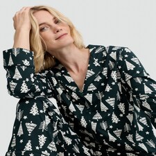 F&F Christmas Tree Print Matching Family Christmas Button Through Pyjamas in Green thumbnail 2