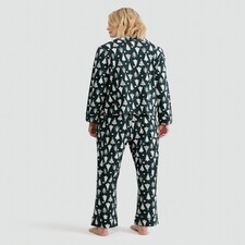 F&F Christmas Tree Print Matching Family Christmas Button Through Pyjamas in Green thumbnail 3