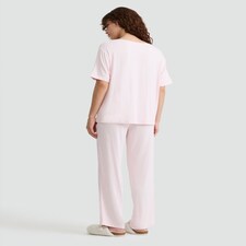 F&F Wide Leg Drawstring Pyjama Bottoms in Pink thumbnail 2