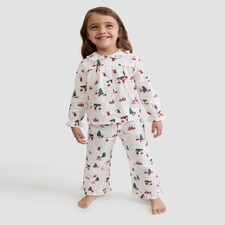F&F Girls Pure Cotton Christmas Print Shirt and Bottom Pyjamas in Multi thumbnail 2
