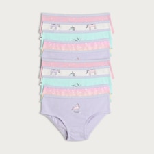 F&F Girls 10-Pack Pure Cotton Unicorn Print Briefs in Multi
