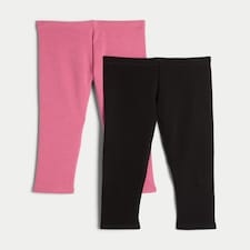 F&F Girls 2-Pack Fleece Lined Leggings in Multi thumbnail 2