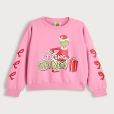 The Grinch Cotton Rich Slogan Sweatshirt in Pink