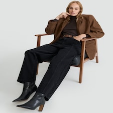 F&F Pure Cotton Seam Detail Wide Leg Jeans in Black