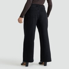 F&F Pure Cotton Seam Detail Wide Leg Jeans in Black thumbnail 3