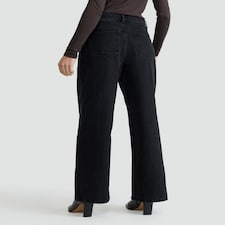 F&F Pure Cotton Seam Detail Wide Leg Jeans in Black thumbnail 3