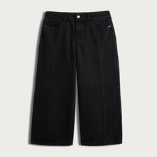 F&F Pure Cotton Seam Detail Wide Leg Jeans in Black thumbnail 4