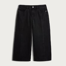 F&F Pure Cotton Seam Detail Wide Leg Jeans in Black thumbnail 4