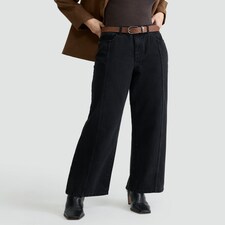 F&F Pure Cotton Seam Detail Wide Leg Jeans in Black thumbnail 2