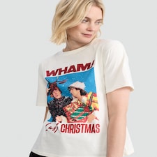 Wham! Last Christmas Pure Cotton Short Sleeved T-Shirt in Cream