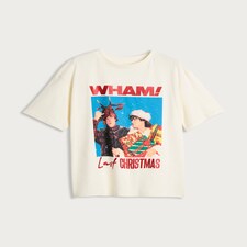 Wham! Last Christmas Pure Cotton Short Sleeved T-Shirt in Cream thumbnail 4