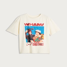 Wham! Last Christmas Pure Cotton Short Sleeved T-Shirt in Cream thumbnail 4