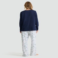 F&F Cotton Rich Fa La La Top and Trousers Pyjamas in Navy thumbnail 3