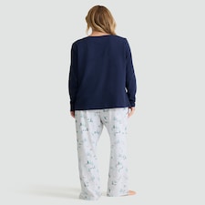 F&F Cotton Rich Fa La La Top and Bottoms Pyjamas in Navy thumbnail 3