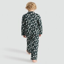 F&F Unisex Christmas Tree Print Matching Family Christmas Button Through Pyjamas in Multi thumbnail 3