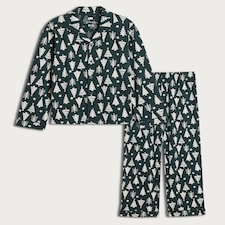 F&F Unisex Christmas Tree Print Matching Family Christmas Button Through Pyjamas in Multi thumbnail 4