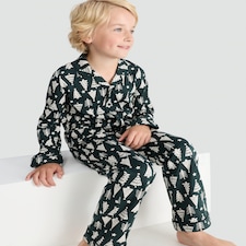 F&F Unisex Christmas Tree Print Matching Family Christmas Button Up Pyjamas in Multi