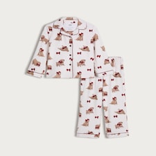 F&F Curtis The Dog Bow Print Shirt and Bottoms Pyjamas in Multi thumbnail 4