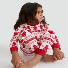 F&F Girls Minky Fleece Festive Fair Isle Print Pyjamas in Multi