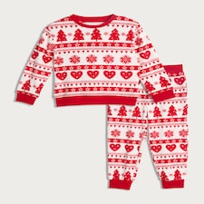 F&F Girls Minky Fleece Festive Fair Isle Print Pyjamas in Multi thumbnail 2