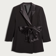 The F&F Edit Satin Bow Detail Mini Blazer Dress in Black thumbnail 4