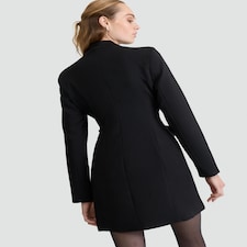The F&F Edit Satin Bow Detail Mini Blazer Dress in Black thumbnail 3