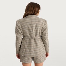 F&F Houndstooth Print Belted Co-ord Blazer in Neutral thumbnail 4