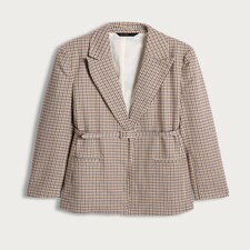 F&F Houndstooth Print Belted Co-ord Blazer in Neutral thumbnail 5