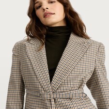 F&F Houndstooth Print Belted Co-ord Blazer in Neutral thumbnail 3