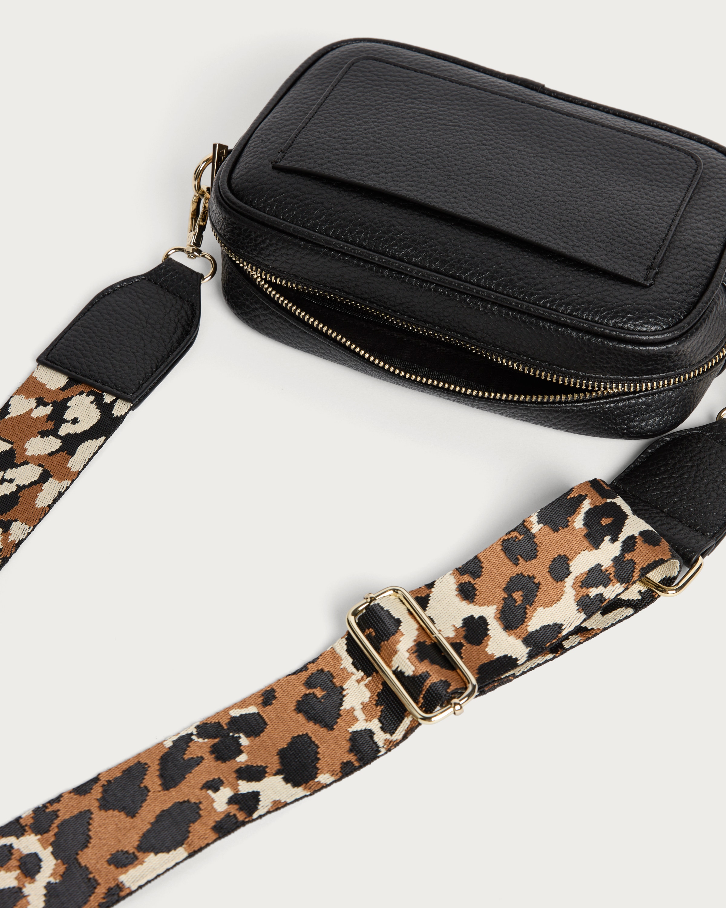 SACHA Leopard Strap Crossbody Camera Bag in Black thumbnail 2